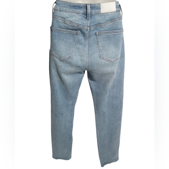 Pistola Women Colleen High Rise Light Wash Jeans Slit Raw Hem Straight Leg Denim - Picture 7 of 7